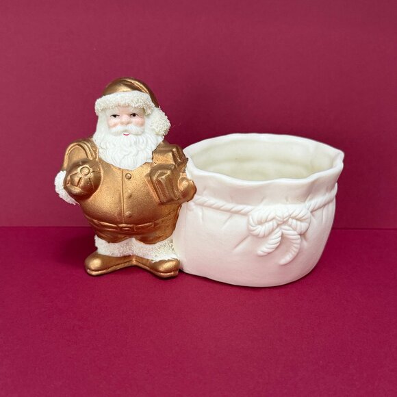 Vintage Santa Clause Planter/Candy Dish/Candle Holder: Christmas Decor - Picture 3 of 7